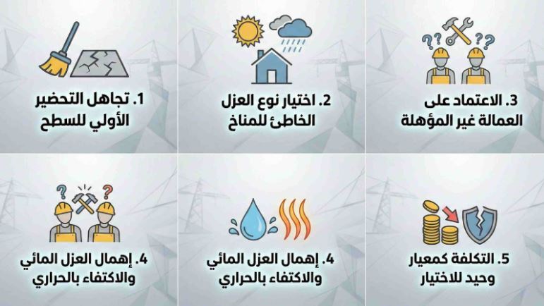 تجميعة للاخطاء الشائعة عند عزل الاسطح